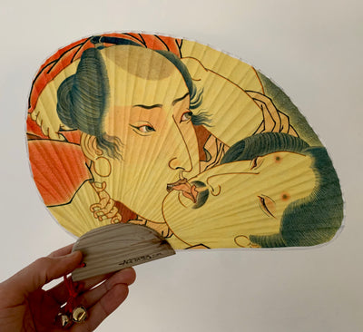 Decorated Japanese fan with erotic Japanese art