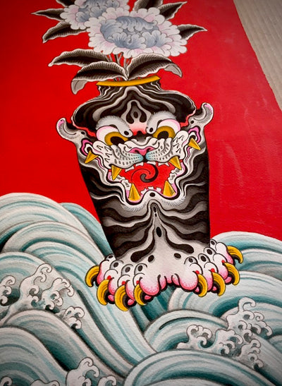 Adrian HING tattoo painting with tiger