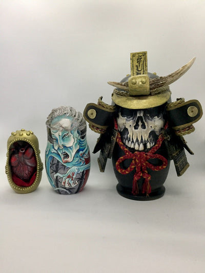 Traditional Japanese Samurai Russian dolls for charity project Stef bastian